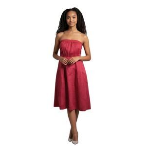 Filly Strapless A-Line Midi Dress Merlot Red Womens XS